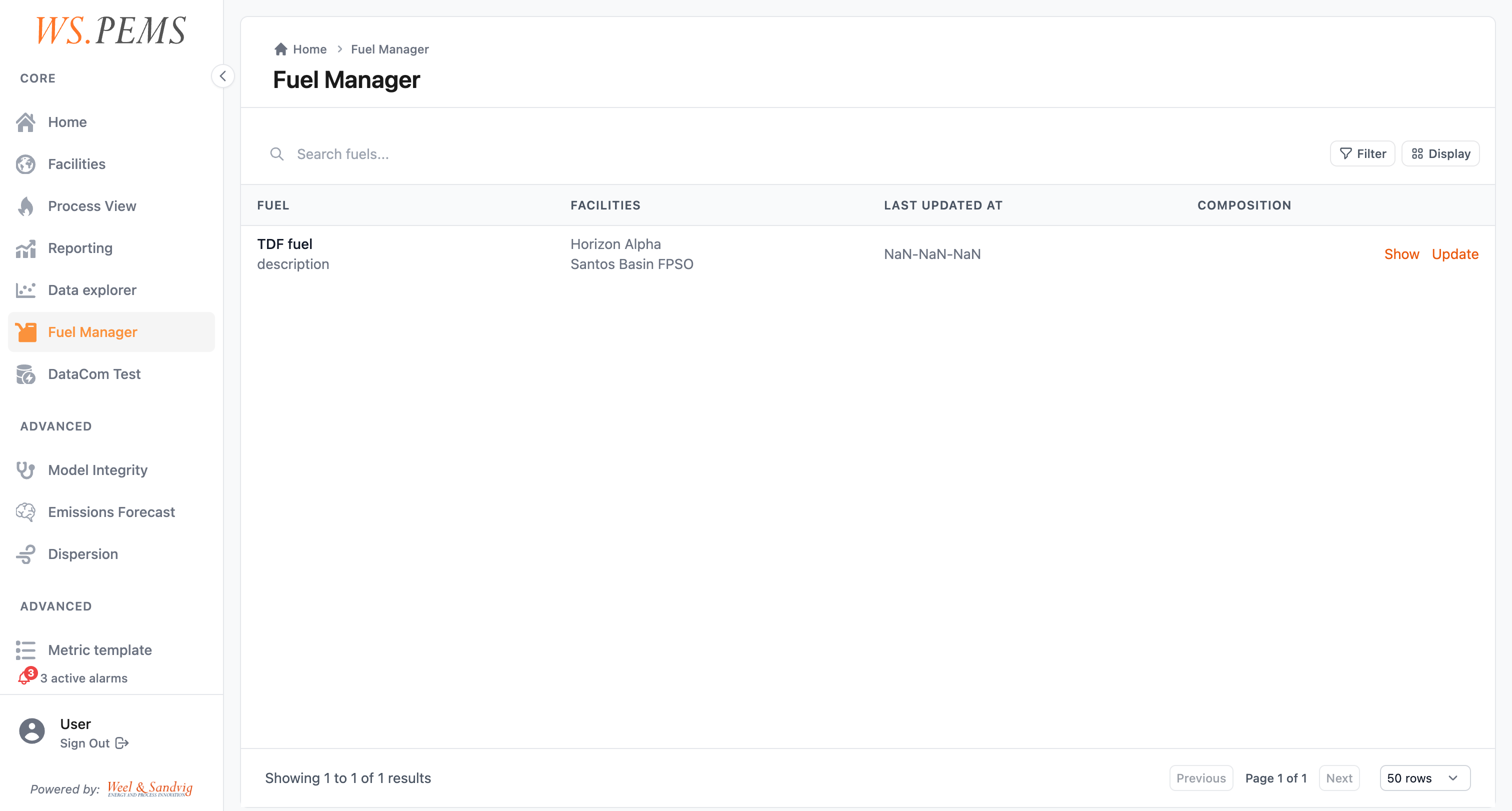 Fuel Manager list view