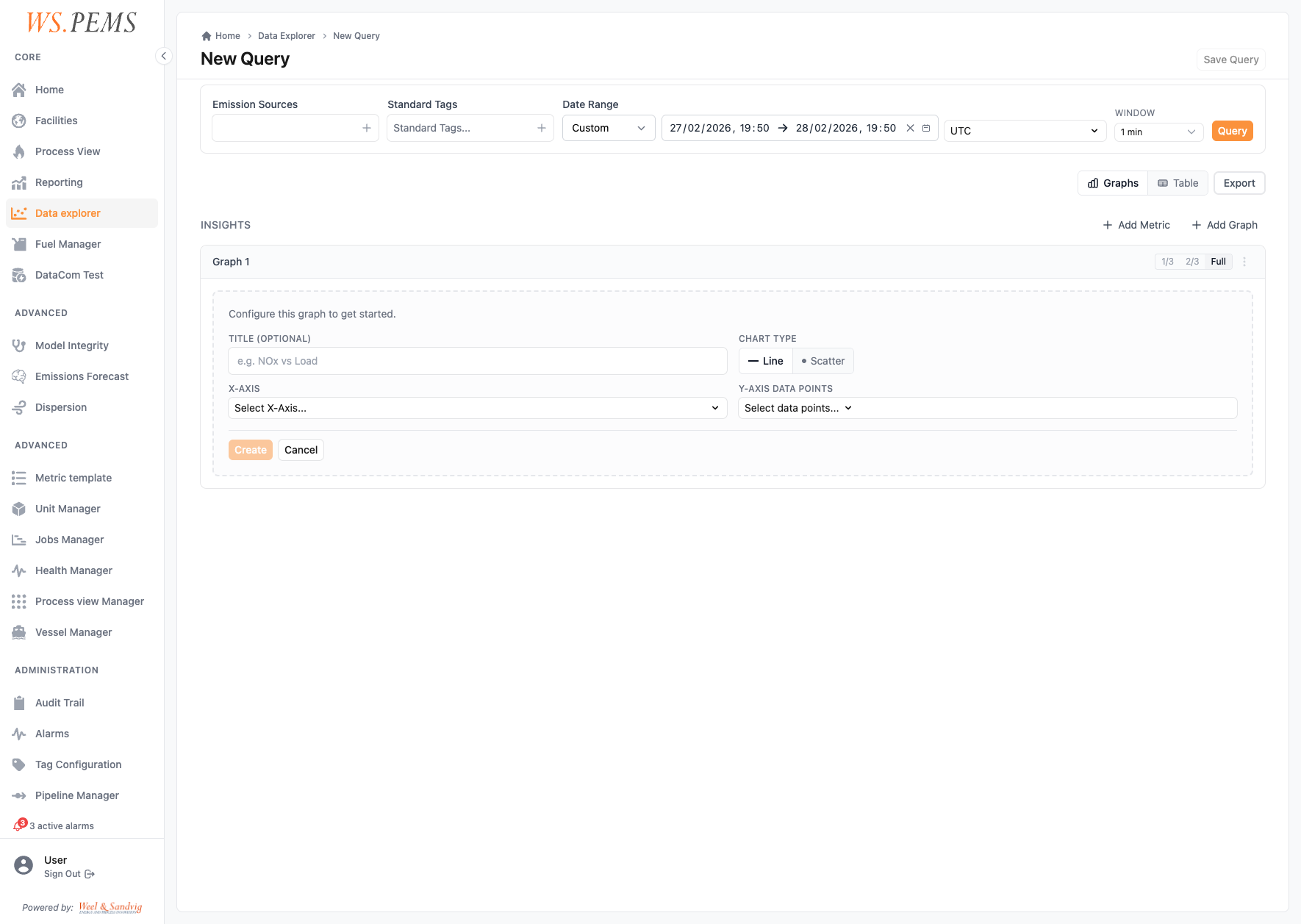Data Explorer results with chart and table views
